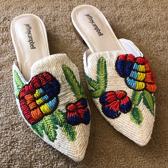 Jeffrey Campbell Shoes - Jeffrey Campbell size 8 beaded slide mules